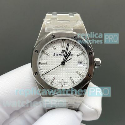 B7 Factory Swiss Clone Audemars Piguet 77350 Royal Oak White Dial Stainless Steel Ladies Watch 